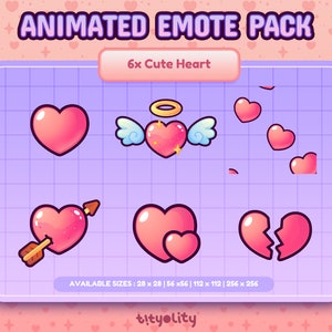 ANIMATED EMOTES PACK | Love Heart Emotes | Valentine&#39;s Emote | Love Emote for  Twitch and Discord