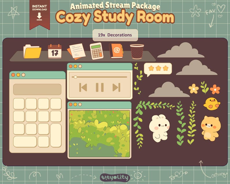 Stream decorations Package Cozy Pastel Twitch Overlay Package stream decorations
