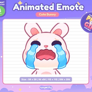 Cute Bunny Cry Animated Emote | Twitch, Discord, Youtube (GIF & PNG) - Etsy