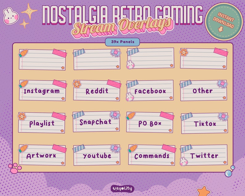 Animerad retro-spelströmningsöverlägg: Nostalgisk Lofi Twitch-paket (digital nedladdning) bild 5