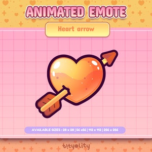 Animated Love Heart Emotes | Heart arrow Emote | Orange Love Emote for Twitch