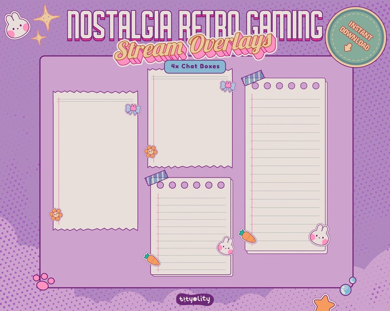 Animerad retro-spelströmningsöverlägg: Nostalgisk Lofi Twitch-paket (digital nedladdning) bild 4
