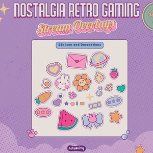 Animerad retro-spelströmningsöverlägg: Nostalgisk Lofi Twitch-paket (digital nedladdning) bild 6