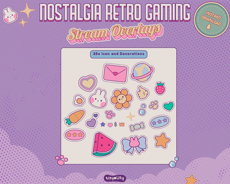 Animerad retro-spelströmningsöverlägg: Nostalgisk Lofi Twitch-paket (digital nedladdning) bild 6