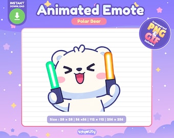 Cute Polar Bear Animated Emote | Cheer emote | Little Polar Bear Emoji for Twitch, Discord, Youtube, Kick | Ready to use GIF