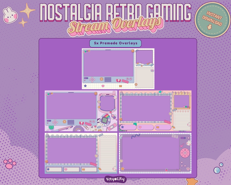 Animerad retro-spelströmningsöverlägg: Nostalgisk Lofi Twitch-paket (digital nedladdning) bild 3