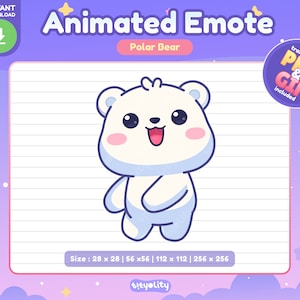 Cute Polar Bear Animated Emote | Dancing emote | floss dance | Little Polar Bear Emoji for Twitch, Discord, Youtube, Kick | Ready to use GIF