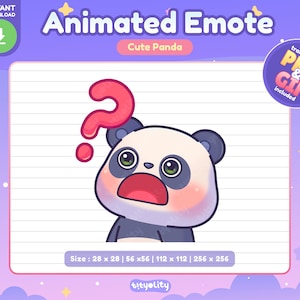Cute Panda Animated Emote | Confused emote | Kawaii Panda Emoji for Twitch, Discord, Youtube, Kick | Ready to use GIF