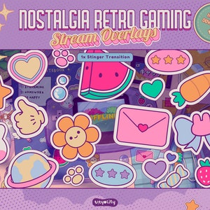 Animerad retro-spelströmningsöverlägg: Nostalgisk Lofi Twitch-paket (digital nedladdning) bild 8