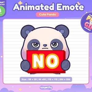 Cute Panda Animated Emote | No sign emote | Kawaii Panda Emoji for Twitch, Discord, Youtube, Kick | Ready to use GIF
