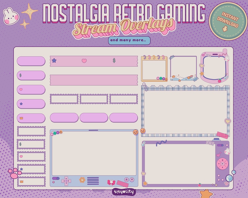 Animerad retro-spelströmningsöverlägg: Nostalgisk Lofi Twitch-paket (digital nedladdning) bild 9