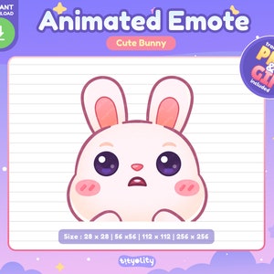 Cute Bunny Animated Emote | Lurk emote | Kawaii White Rabbit Emoji for Twitch, Discord, Youtube