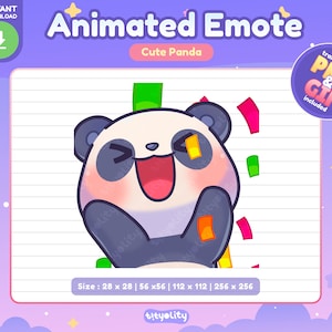 Lindo emoticón animado de panda / Emoticón animado / Emoji de panda kawaii para Twitch, Discord, YouTube, Kick / GIF listo para usar
