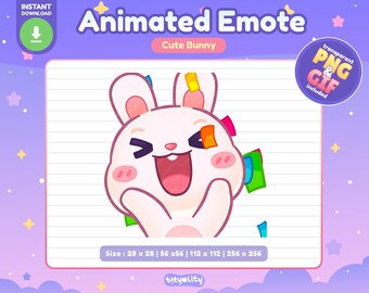 Cute Bunny Hype Emote | Animated Emoji for Twitch, Discord (GIF & PNG)