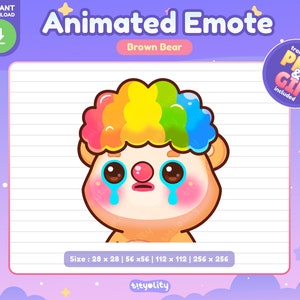Cute Bear Animated Emote | Clown emote | Kawaii Brown Bear Emoji for Twitch, Discord, Youtube