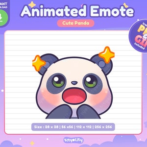 Emoji de panda lindo animado / Emoji de Wow / Emoji de Poggers / Emoji de panda kawaii para Twitch, Discord, YouTube, Kick / GIF listo para usar