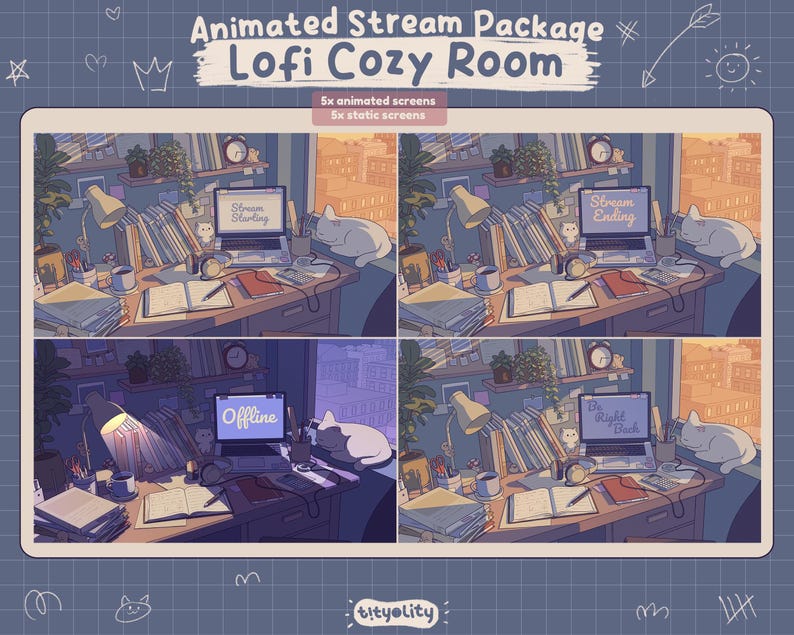 Animated Lofi Cozy Room Stream Package: Twitch, OBS, Streamlabs ...