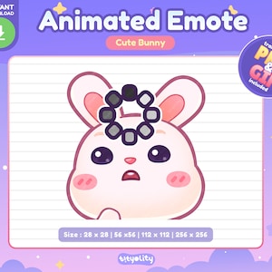 Cute Bunny Animated Emote | Loading emote | buffering twitch emote | Kawaii White Rabbit Emoji for Twitch, Discord, Youtube