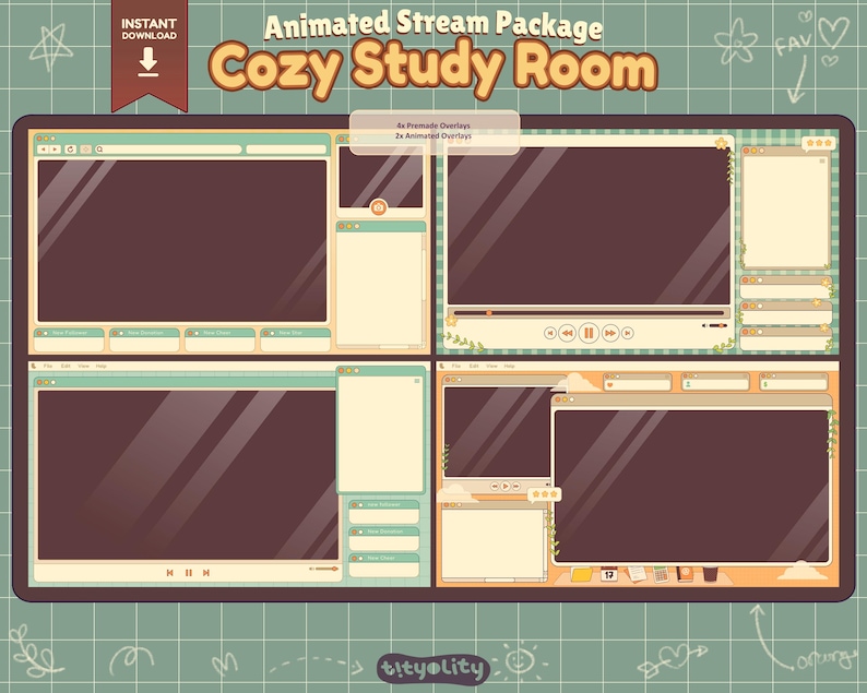 Stream Package Cozy Pastel Twitch Overlay Package Intermission Animated Premade Overlays