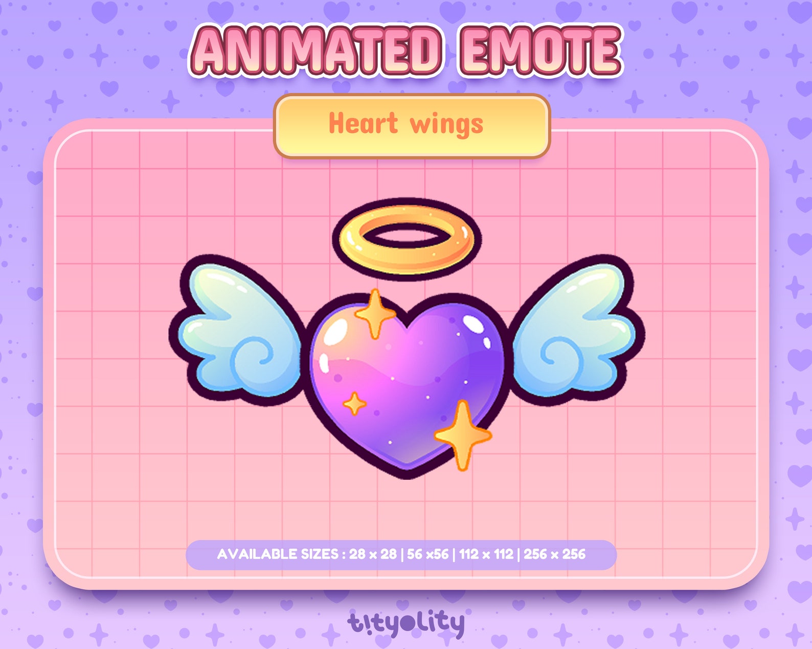Animated Love Heart Emotes Purple Heart Wings Emote Love Etsy