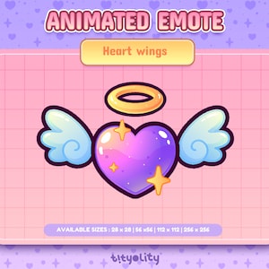 Animated Love Heart Emotes | Purple Heart Wings Emote | Love Emote for Twitch