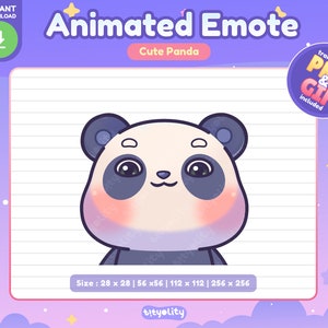 Emoticono animado de panda lindo / Emoticono de satisfacción para Twitch / Emoji de panda kawaii para Twitch, Discord, YouTube, Kick / GIF listo para usar