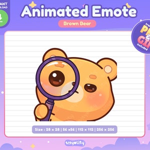 Cute Bear Animated Emote | SUS twitch emote | Kawaii Brown Bear Emoji for Twitch, Discord, Youtube