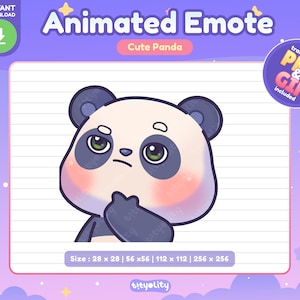 Cute Panda Animated Emote | Hmm emote | Thinking emoji | Kawaii Panda Emoji | Ready to use GIF