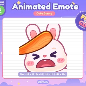 Cute Bunny Animated Emote | Bonk emote | Kawaii White Rabbit Emoji for Twitch, Discord, Youtube