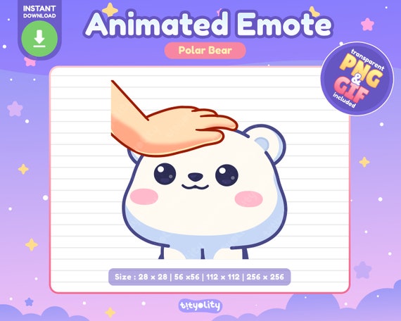 Cute Polar Bear Animated Emote | Pat Pat emote | Little Polar Bear Emoji for Twitch, Discord, Youtube, Kick | Ready to use GIF