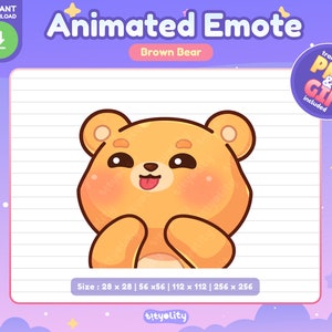 Cute Bear Animated Emote | Blep emote | Kawaii Brown Bear Emoji for Twitch, Discord, Youtube