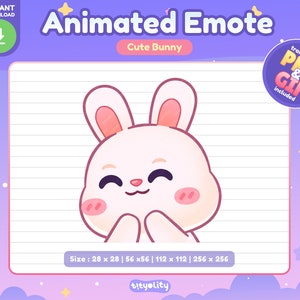 Cute Bunny Animated Emote | Giggle emote | Kawaii White Rabbit Emoji for Twitch, Discord, Youtube