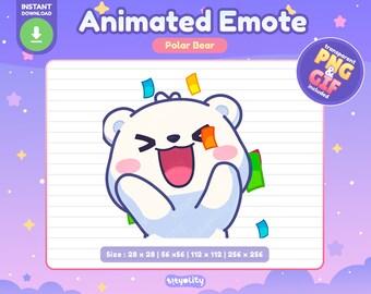 Cute Polar Bear Animated Emote | Hype emote | Little Polar Bear Emoji for Twitch, Discord, Youtube, Kick | Ready to use GIF