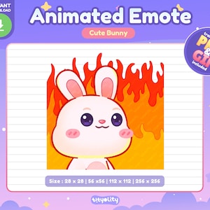 Cute Bunny Animated Emote | This Is Fine emote | Kawaii White Rabbit Emoji for Twitch, Discord, Youtube