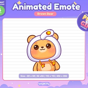Cute Bear Animated Emote | wiggle dance emote | Kawaii Brown Bear Emoji for Twitch, Discord, Youtube