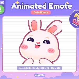 Cute Bunny Animated Emote | Blep emote | Kawaii White Rabbit Emoji for Twitch, Discord, Youtube