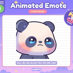 Cute Panda Animated Emote | Sad emote | Kawaii Panda Emoji for Twitch, Discord, Youtube, Kick | Ready to use GIF
