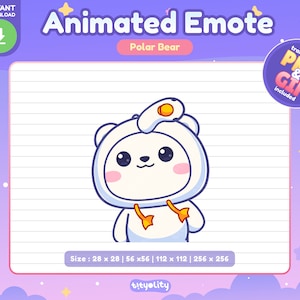 Cute Polar Bear Animated Emote | wiggle dance emote | Little Polar Bear Emoji for Twitch, Discord, Youtube, Kick | Ready to use GIF
