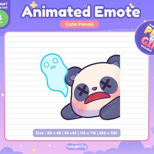 Lindo emoticón de panda animado / emoticón RIP / Emoji de panda kawaii para Twitch, Discord, YouTube, Kick / GIF listo para usar