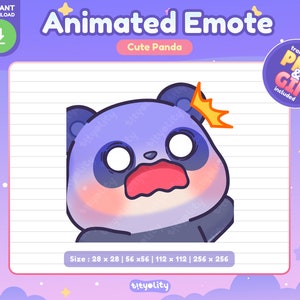 Emoticono animado de panda lindo / Emoticono de tic nervioso / Emoji de panda kawaii para Twitch, Discord, YouTube, Kick / GIF listo para usar