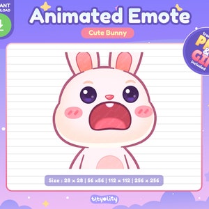 Cute Bunny Animated Emote | Gasp emote | Kawaii White Rabbit Emoji for Twitch, Discord, Youtube