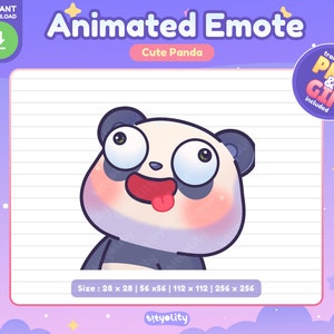 Lindo emoticón animado de panda / emoticón Derp / Emoji de panda kawaii para Twitch, Discord, YouTube, Kick / GIF listo para usar