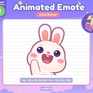 Cute Bunny Animated Emote | Hi emote | Wave emoji | Kawaii White Rabbit Emoji for Twitch, Discord, Youtube
