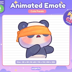 Cute Panda Animated Emote | Blind emote | Kawaii Panda Bear Emoji for Twitch, Discord, Youtube | Ready to use GIF
