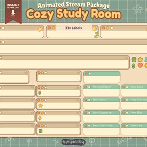 Stream Package Cozy Pastel Twitch Overlay Package Labels