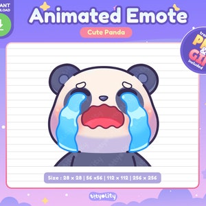 Cute Panda Animated Emote | Cry emote | Kawaii Panda Emoji for Twitch, Discord, Youtube, Kick | Ready to use GIF