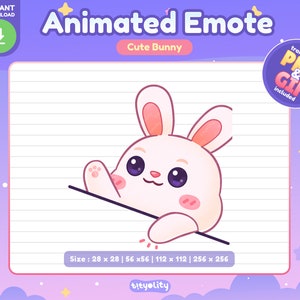 Cute Bunny Animated Emote | Bongo emote | Kawaii White Rabbit Emoji for Twitch, Discord, Youtube