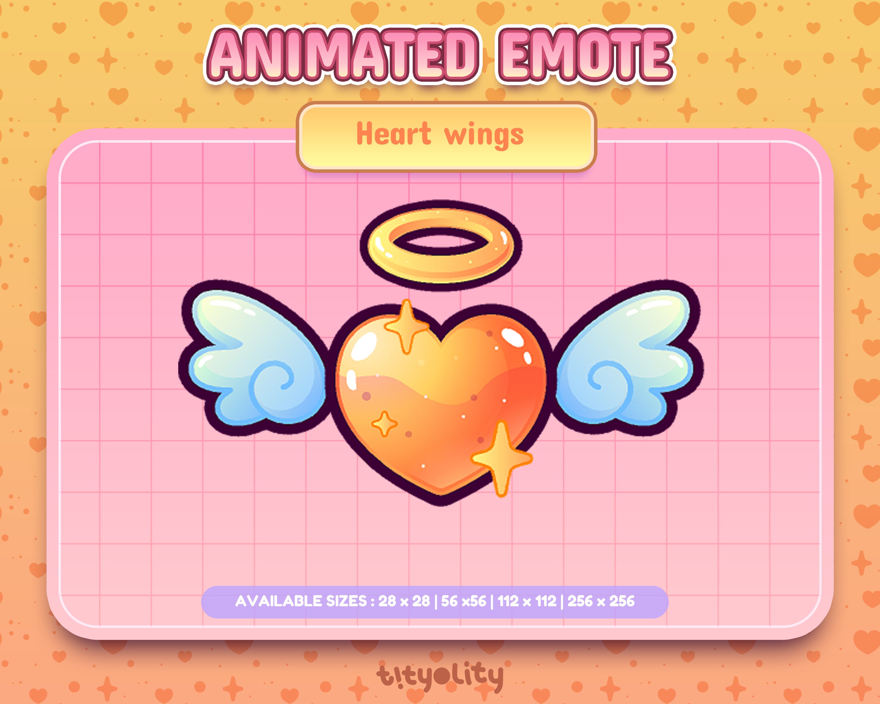 Animated Love Heart Emotes Orange Heart Wings Emote Love Emote for