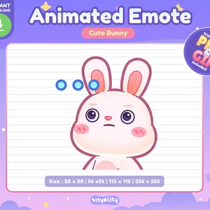 Cute Bunny Animated Emote | Blank emote | animated emoji | Kawaii White Rabbit Emoji for Twitch, Discord, Youtube