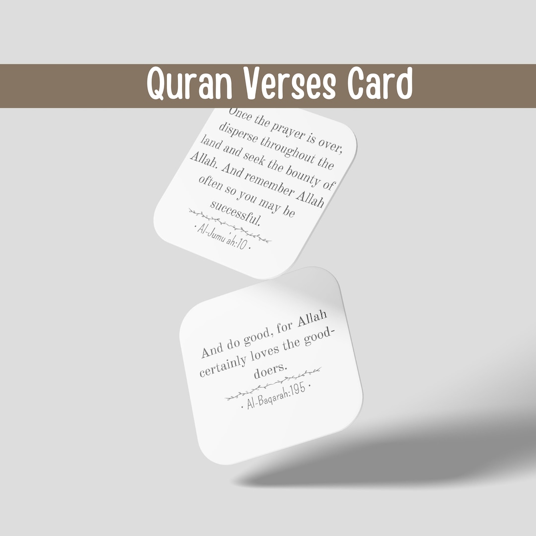 Quran Verse Cards, Islamic Cards, Affirmation Cards for Muslims, Quran